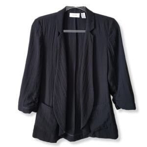 Chicos women Drape Collar Black Jacket Cardigan S 0 Coastal Minimalist Lagenlook